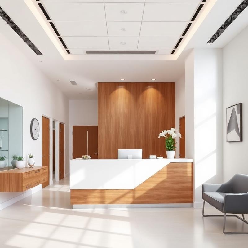 Recepção de clínica com divisórias em drywall