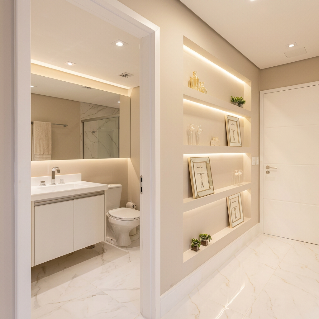 Parede de drywall com acabamento impecável em apartamento